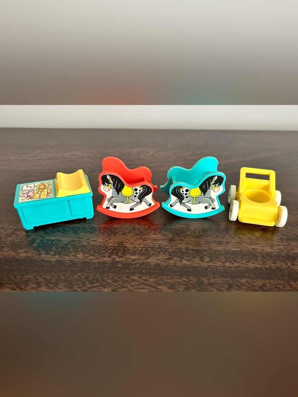 Vintage Fisher Price Little People Nursery Playset — four items — circa 1970’s